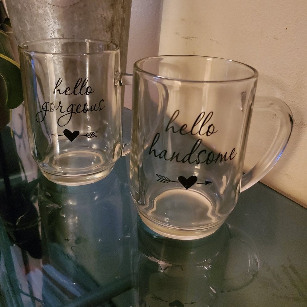 Set of couple's glass mugs